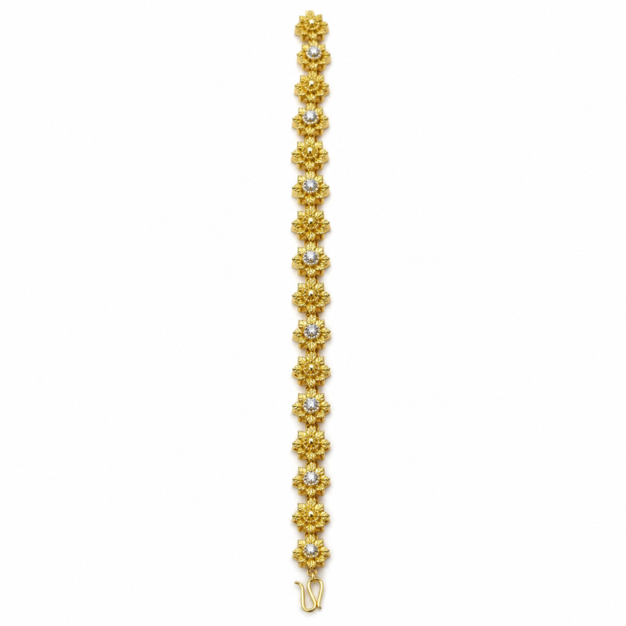 Traditional Handcrafted Gold Starflower Link Bracelet