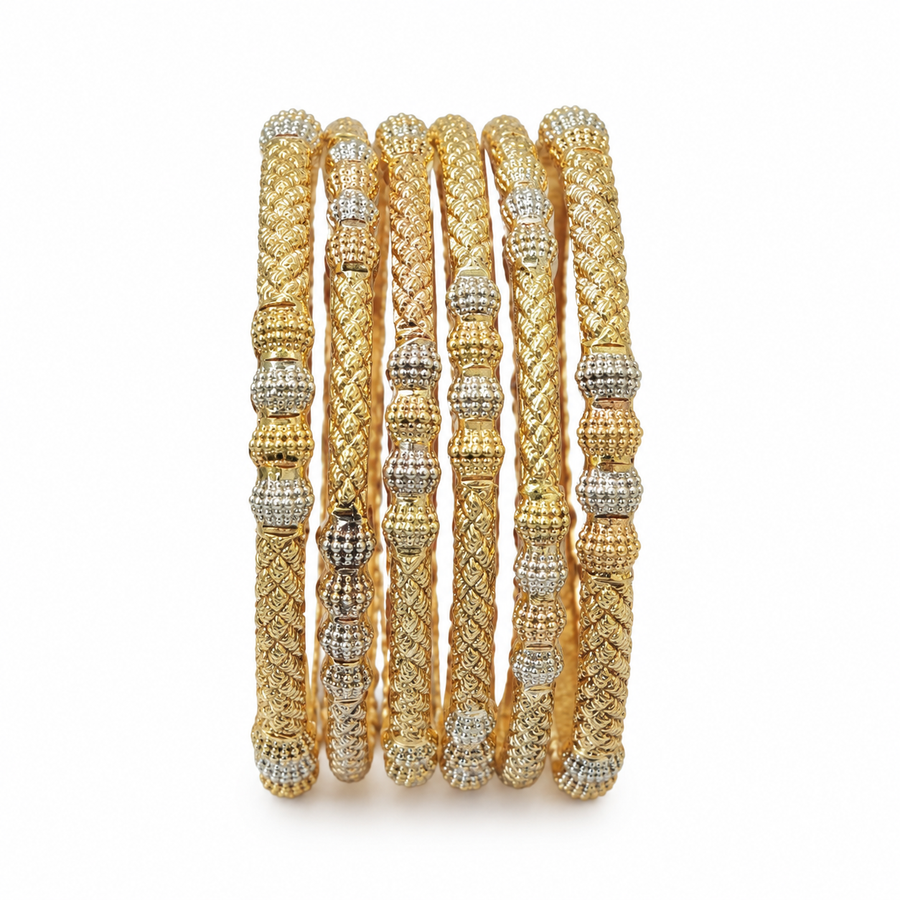 Royal Two-Tone Gold & Silver Plated Bangle Set for Women (Pack of 6)