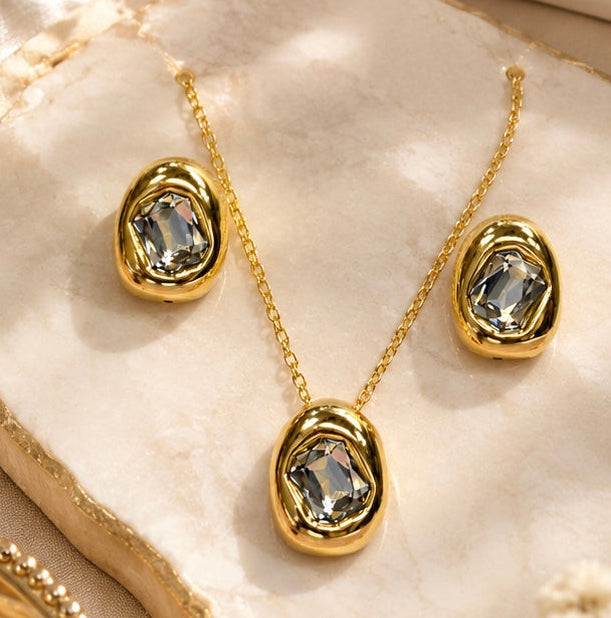 Viennois Gold Plated Crystal Locket Set