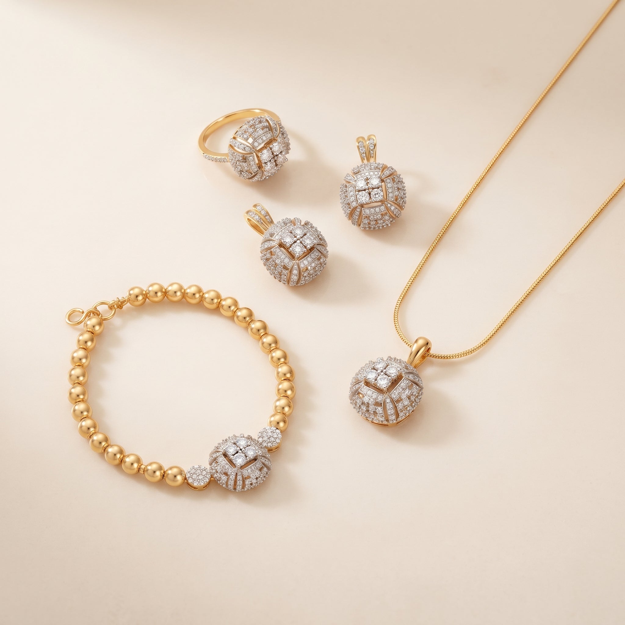 Zarovas by Zara Collection – Royal Gold Plated Beaded Luxe Jewelry Set