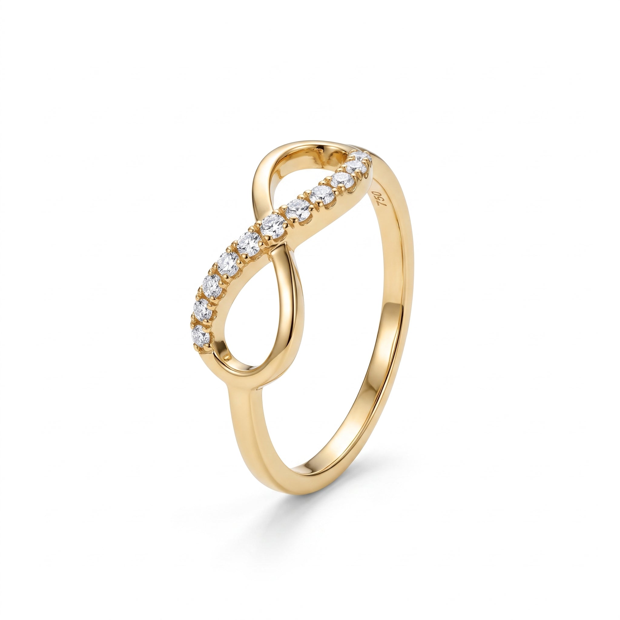 Elegant Yellow Gold Finish Infinity Crystal Ring for Women