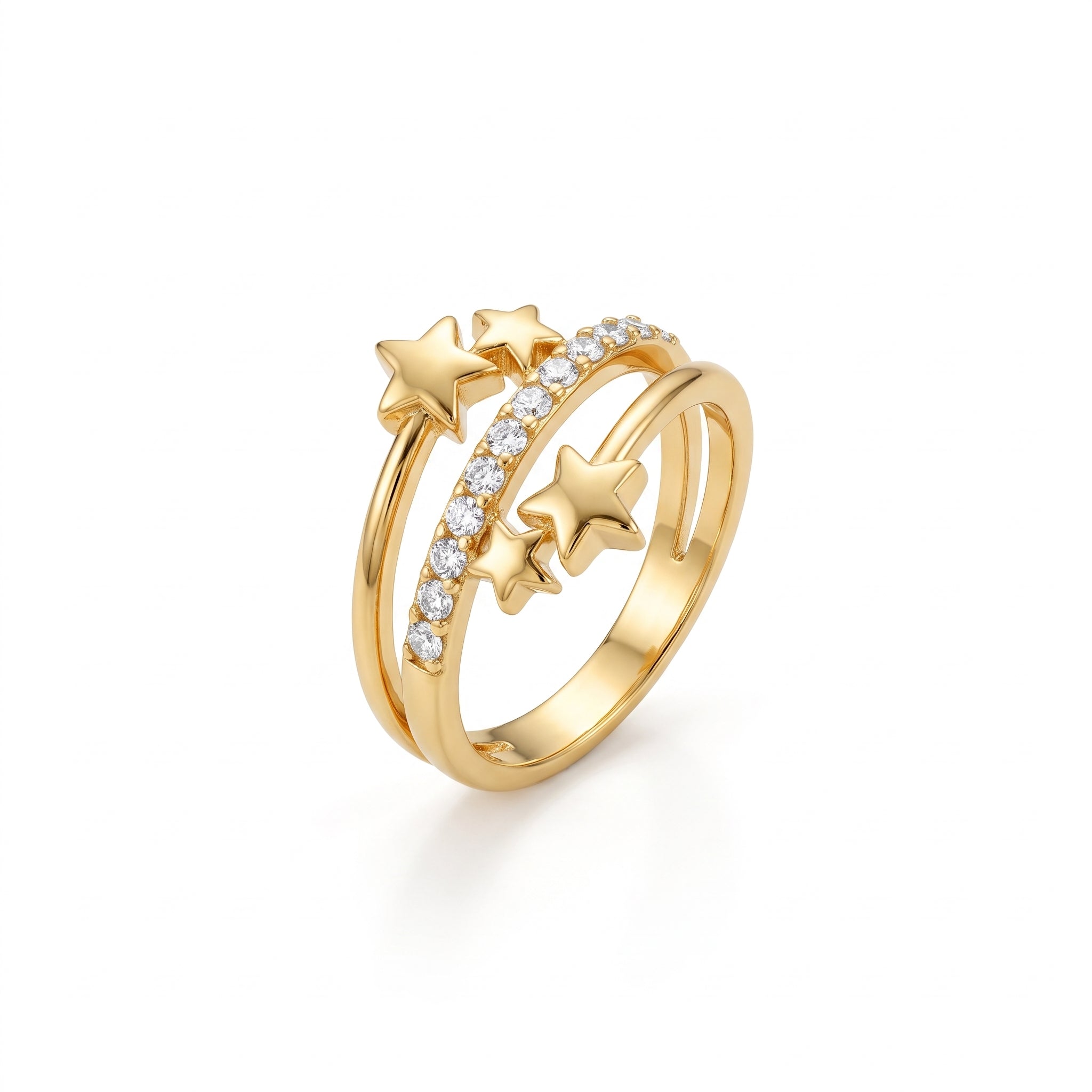 Elegant Starry Multi-Band Gold Plated Ring for Women