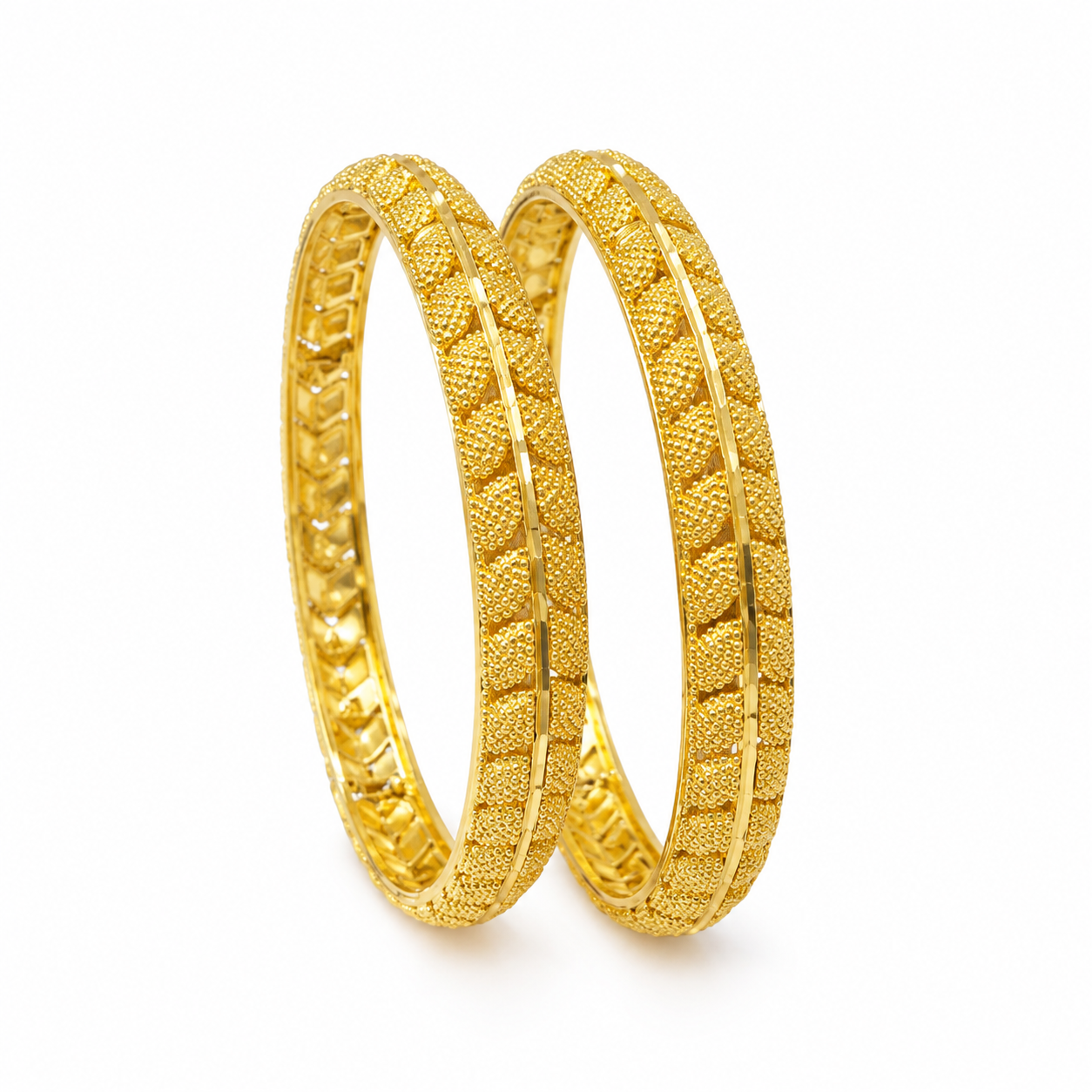 Elegant Traditional Micro-Beaded Gold Polish Kangan / Bangles