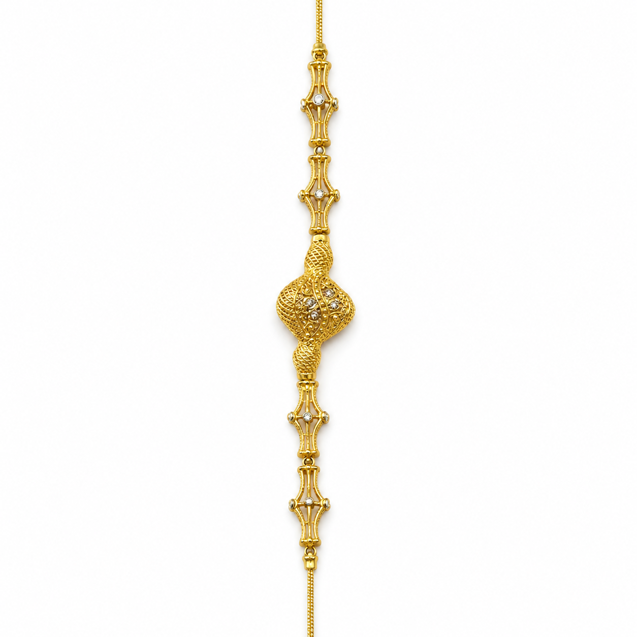 Royal Gold-Plated Filigree Bracelet with Crystal Accents